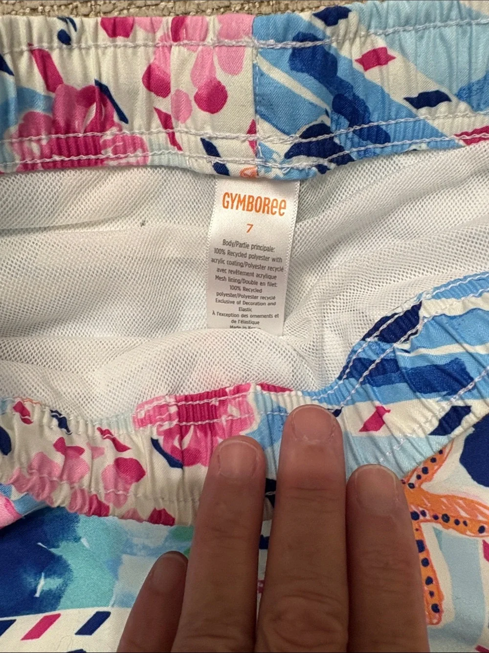 Gymboree Royal Blue Aqua & White Kids Rash Guard Set Floral Starfish Boardshorts